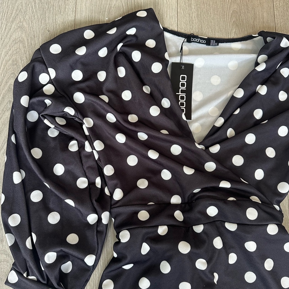 Boohoo Black and White Polka Dot Garment